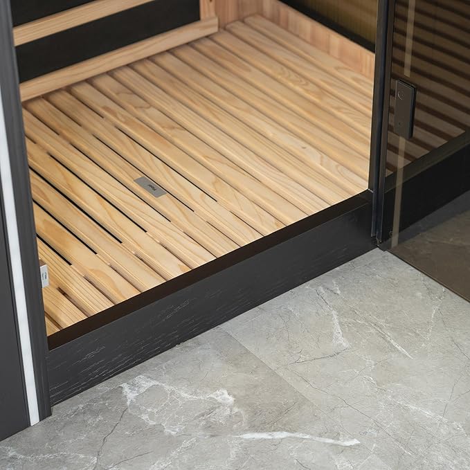 Woodbridge 2-Person Indoor FAR Infrared Black Sauna with WiFi-Enabled Smart Control, Crafted from Japanese Cedar – Features Red Light Therapy, Bluetooth Speaker, Chromotherapy Lighting