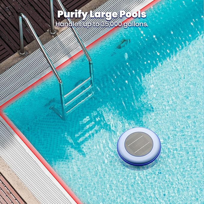 Airthereal S6 Square Solar Pool Ionizer - Keeps Pool Water Crystal Clear, 85% Less Chlorine Usage, Water Purifier Ionizer Purify up to 35,000 Gal of Water for Fresh, Salt Water Pools and Spas, 2-Pack