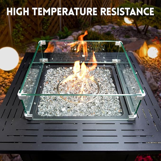 GasSaf 1/4 Inch Fire Glass Reflective Tempered Fireglass Cut Crushed FireGlass for Fire Pit, Fireplace, Replaces Existing Gas Logs & Lava Rocks (10 Pound)(Crystal Ice Reflective)