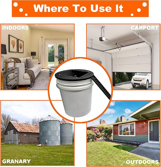 Bucket Lid Mouse Trap Metal 5 Gallon Bucket lid,Strong Metal Material That Cannot be Bitten, auto Reset, Repeat Catch, Indoor Outdoor, Reusable 5 Gallon Bucket Lid, (1Pack)