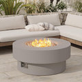 32 inch Outdoor Propane Fire Table, Round Patio Fire Pit Table, 50,000 BTU Gas FirePit with Lid, Cover, Lava Rocks, CSA Certified, Grey