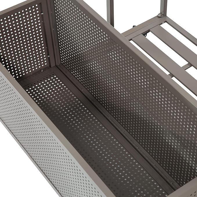 Ulax furniture Cleveland Pool Float Storage Organizer, Steel Pool Float Holder with Basket Shelf, Towel Bars & Hooks