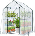 Ohuhu Greenhouse for Outdoors: 3 Tiers 12 Shelves Walk-in Indoor Green House Heavy Duty Plant Stands Reinforced Plastic PE Cover Mini Portable Warm House for Outside, 4.8x2.5x6.4 FT