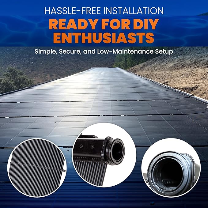 Industrial Grade Solar Pool Heater DIY Kit - Superior High-Wind Strapless Mounting System & Maximum Freeze Resistance (6-4'x9.5' / 228 Square Feet)