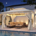 LAUSAINT HOME Outdoor Patio Gazebo 10'x13' with Expansion Bolts, Heavy Duty Party Tent & Shelter with Double Roofs, Mosquito Nettings and Privacy Screens for Backyard (Cream White)