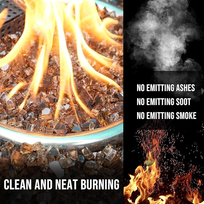 Skyflame High Luster 10-Pound Regular Fire Glass for Fire Pit Fireplace Garden Landscaping Copper 1/4" Size