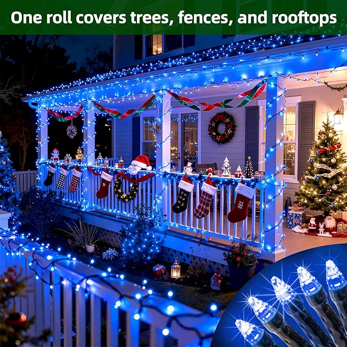 1500 LED 470FT Christmas Lights Outdoor,12 Lighting Modes Christmas String Lights with Timer, Dimmable BlueLED StringLightsWaterproof for Yard Tree Wedding Party Holiday Decor Blue