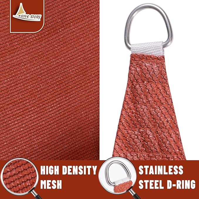 LOVE STORY Custom Size 7'x9' Terra Red Sun Shade Sail Rectangle UV Block Canopy Patio Sail Sunshades Fabric for Outdoor Garden Carport (We Make Custom Size)