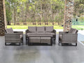 HUMMUH 6 Piece Patio Furniture All Weather Wicker Outdoor Sectional Sofa,High Back Patio Chairs,Coffee Table and Ottomans Set for Porch,Garden,Backyard