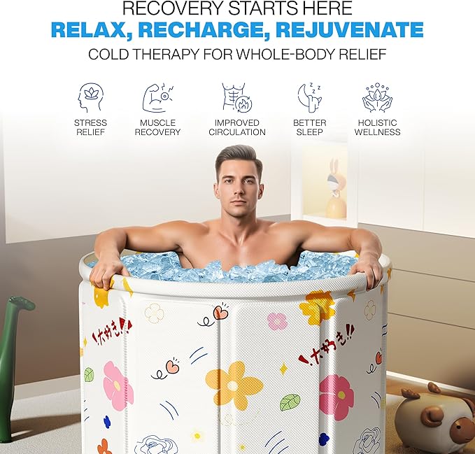 Zennest Foldable Portable Bathtub for Adults – 2-in-1 Hot & Cold Plunge, 105-Gal Large Capacity Collapsible Bathtub Adult, 6-layer Insulated Portable Soaking tub - Space-saving Design