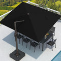 9' X 12' Cantilever Patio Umbrella Rectangular Outdoor Large Offset Umbrellas with 7 Tilts Adjustable 360°Rotation for Deck Pool Garden Backyard, Black