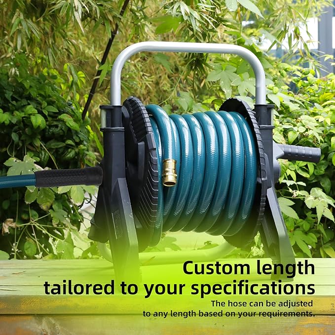 Worth Long Lead-in Green Garden Hose 5/8 in. x 50 ft. -Kink Free, No Leaking, Male/Female Fittings -Heavy Duty Durable Flexible Lightweight Water Pipe -Brass Aluminum Ends for Household & Yard Use