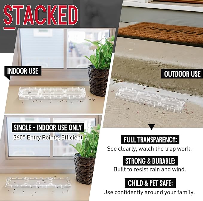 Qualirey 16 Pcs Ant Bait Stations Reusable (Bait NOT Included), Multi Surface Ant Killer Trap for Home, Control for Indoor and Outdoor Use, Roach Station for Common Household (8 Set, Large Size)