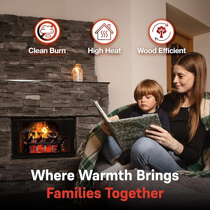Grate Wall of Fire Model S-5 High Efficiency Smoke-Free Fireplace Grate – 21" Wide, 12" Tall, 11" Deep – Heavy-Duty Alloy Steel – Boosts Heat Output & Minimizes Smoke – Made in USA