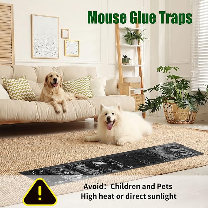 Qualirey 12 Pcs 47 Inch Ultra Large Sticky Mouse Glue Traps Sticky Rat Trap That Work for Rats Roaches Rodents Heavy Duty Pre Baited Mats Indoor Outdoor Catch Pest (Black)