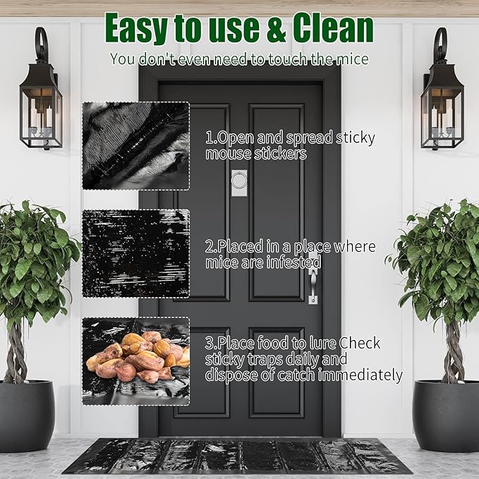 Qualirey 12 Pcs 47 Inch Ultra Large Sticky Mouse Glue Traps Sticky Rat Trap That Work for Rats Roaches Rodents Heavy Duty Pre Baited Mats Indoor Outdoor Catch Pest (Black)