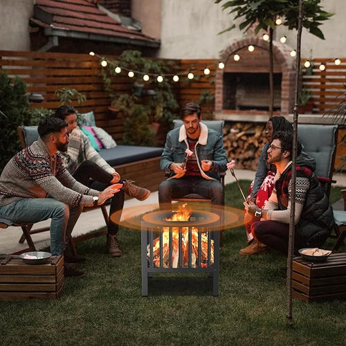 16-Inch Square Steel Grating Fire Pit in Black - Portable and Durable,Perfect for Backyard, Camping, and Bonfire Gathering Outdoor