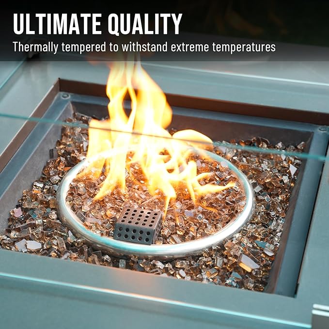 Skyflame High Luster 10-Pound Regular Fire Glass for Fire Pit Fireplace Garden Landscaping Copper 1/4" Size