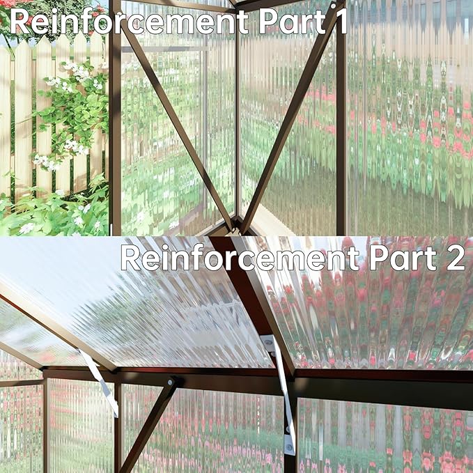 8x8 FT Greenhouse for Outdoors, Polycarbonate Greenhouse with Quick Setup Structure and Roof Vent, Aluminum Large Walk-in Green House for Outside Garden Backyard, Dark Gray