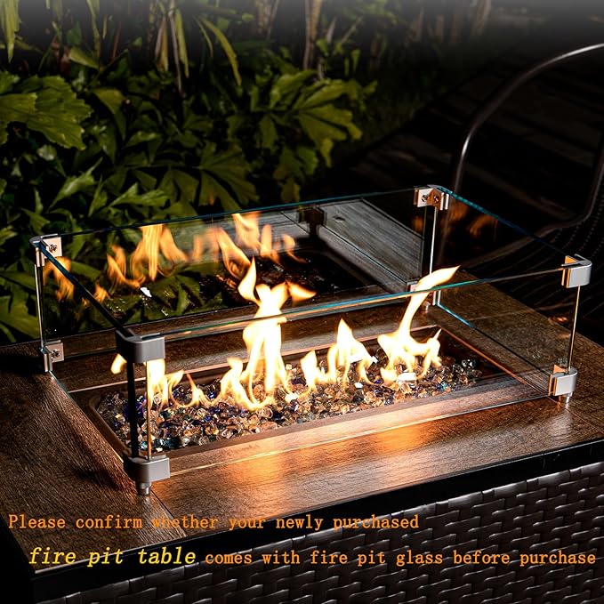 GASPRO 20 lbs Fire Glass for Propane Fire Pit, 1/2-Inch Reflective Fireplace Glass Rocks for Fire Pit Table, Blend of Cobalt Blue, Caribbean Blue and Platinum