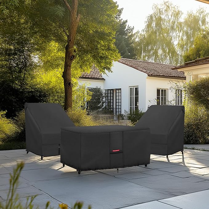 Porch Shield Patio Fire Pit Cover - Waterproof 600D Outdoor Rectangular Fire Table Cover Deck Box Protector - 58 x 36 inch, Black
