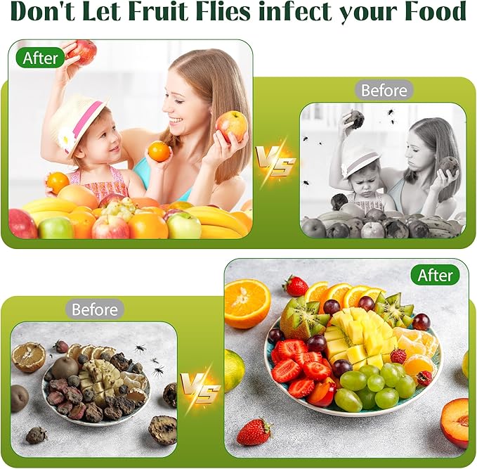 Fruit Fly Trap Refill Liquid, 12 Pack Wasp Bees Traps Refill Liquids, Effective Mosquito Gnat Fly Killer Bait Refill for Indoor Outdoor Tabletop Kitchen Plants, Safe Near Pets and Food