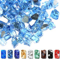 GRISUN 20 Pounds Pacific Ocean Blue Fire Glass for Fire Pit - 1/2 Inch High Luster Reflective Tempered Glass Rocks for Natural or Propane Fireplace, Safe for Outdoors and Indoors Firepit Glass