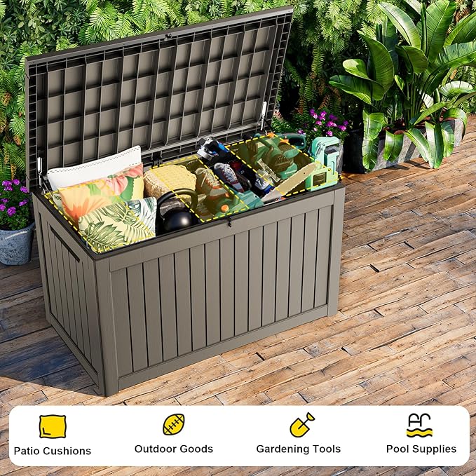 280 gallon Deck Boxes Resin Material Outside Storage Box Large Storage Bins with Lids Deck Boxes Outdoor Waterproof for Outdoor Use
