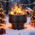 19 Inch Smokeless Fire Pit, Wood Burning Outdoor Fireplace with Removable Ash Pan & Dust Bag - Ideal for Patio BBQ, Bonfire, Camping