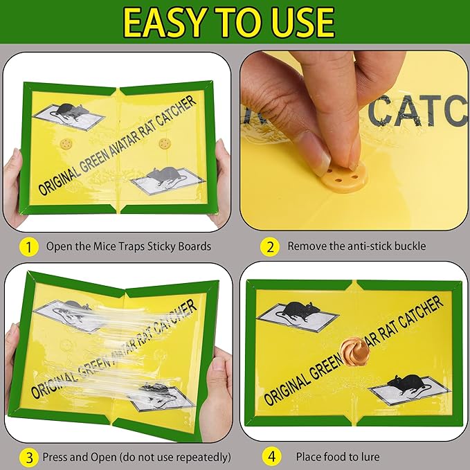 Ezoon 24 Pack Large Mouse Glue Traps with Enhanced Stickiness, Sticky Rat Snake Mouse Traps Pad Board for House Indoor Outdoor, Easy to Set, Extra Large (8.3" x 12")