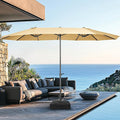15ft Large Patio Umbrella with Base Included, Outdoor Double-Sided Rectangle Market Umbrella with Crank Handle, Umbrella Outdoor Patio for Pool Lawn Garden