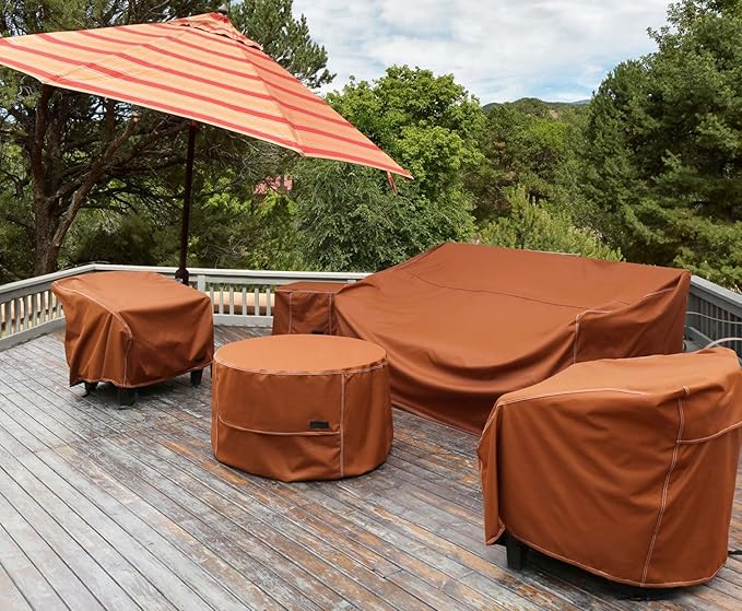 NettyPro Fire Pit Cover Round Waterproof Outdoor Firepit Cover for Gas Propane Fire Pit Table, 36 x 20 inch, Brown