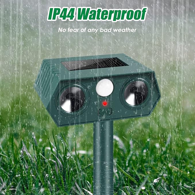 Ultrasonic Animal Repellent Outdoor, 4 Pack Solar Cat Repeller with Motion Sensor - Effective Raccoon, Squirrel, Rabbit, Dog, Skunk for Yard, Garden and Lawn