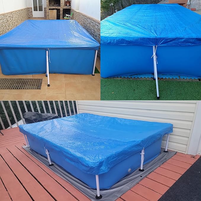 177 x 87 in Rectangle Pool Cover, 14x7 Rectangular Frame Swimming, 14 Foot Pool Cover, Durable PE Tarpaulin Dust Proof Rain Proof Garden Outdoor Above Ground Square Pools Cover (177''x87'')