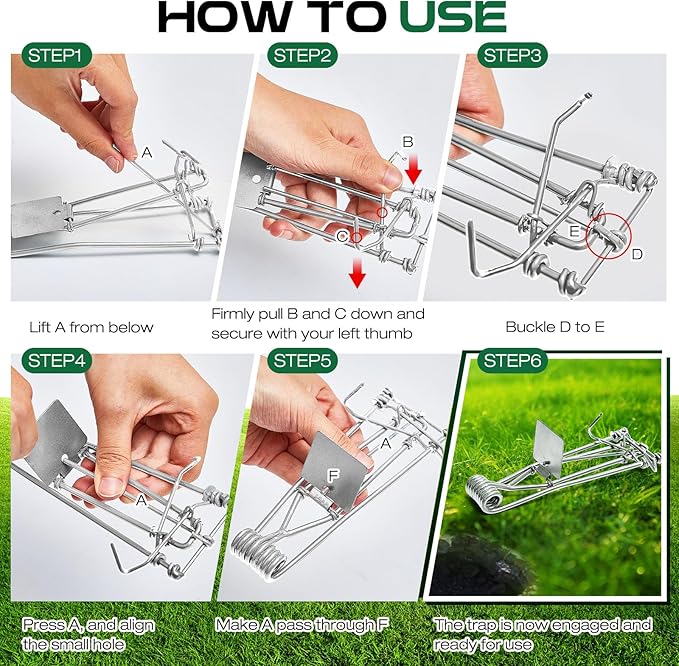Qualirey 2 Pcs Outdoor Gopher Trap Easy Set Mole Trap Weather Resistant Gopher Killer Vole Killer for Lawn Garden Farm (Silver)
