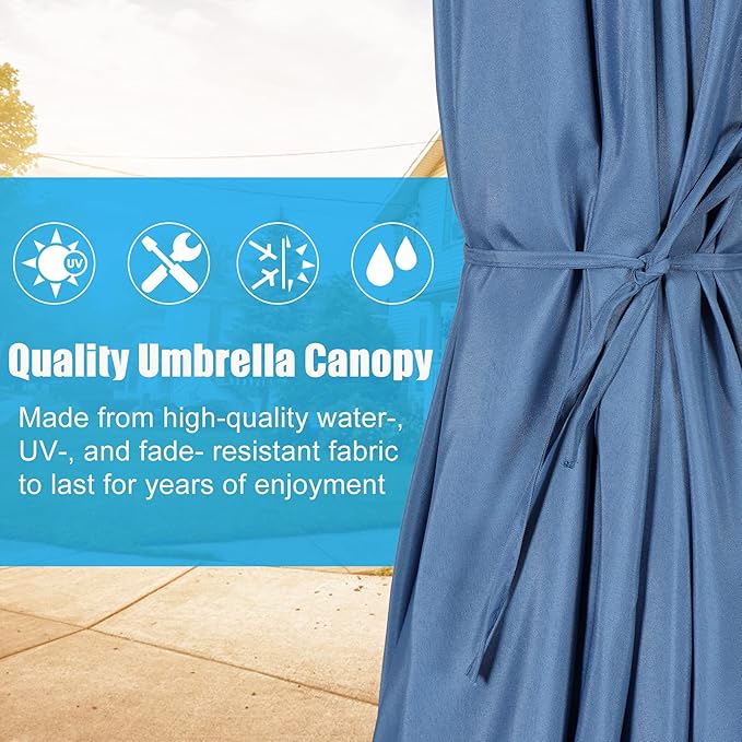9FT Solar Umbrella 32 LED Patio Umbrellas with Tilt and Crank,Table Market Outdoor Umbrella for Garden,8 Ribs