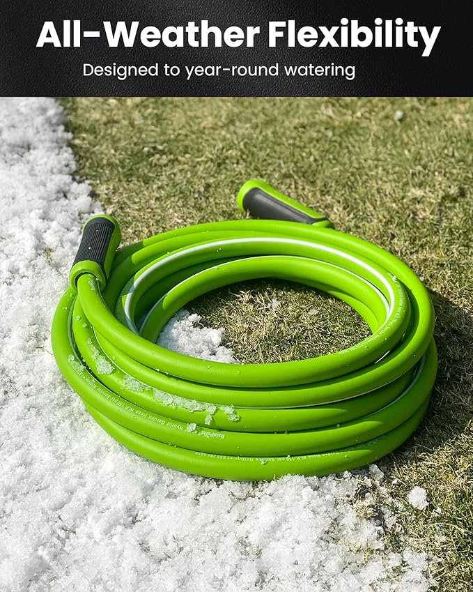 RAINPOINT Garden Hose 75ft - Flexible Heavy Duty Water Hose with Swivel Handle - Lightweight, Hybrid Rubber, 5/8", Male to Female