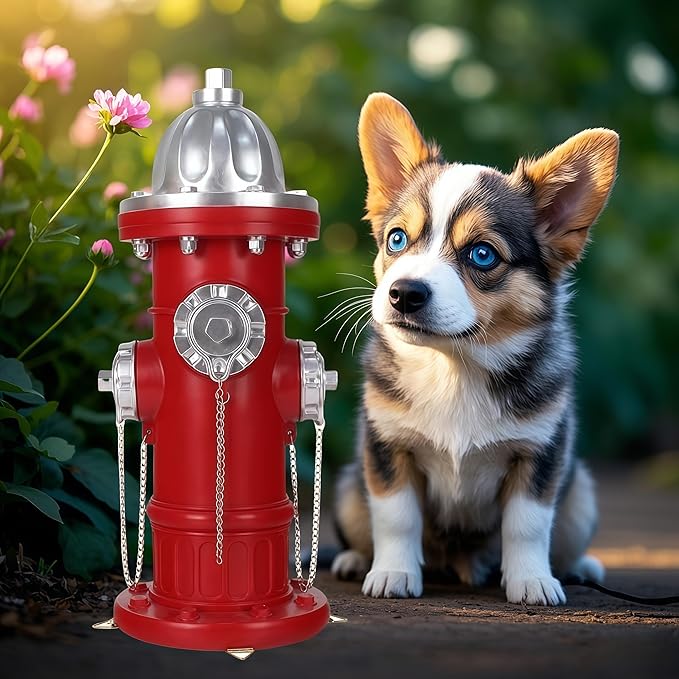 SHGYIBRISK Fire Hydrant for Dogs to Pee On: Dog Fire Hydrant Pee Post Outdoor - 17.5" Training Post Statue for Yard Garden (Red-Silver-Big)