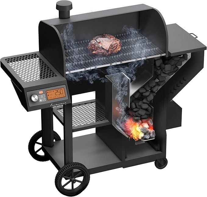 Oklahoma Joe's Tahoma Auto-Feed Charcoal 900 Deluxe Smoker and Grill, Black - 24203105