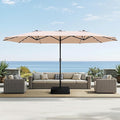 Sophia & William 15 ft Extra Large Patio Umbrella with Solar Lights, Rectangular Outdoor Umbrella with Base Included, Market Umbrella Double-sided Heavy Duty for Pool Garden Backyard, Beige