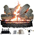 30" Premium Gas Logs - Safety Pilot Light Kit Included - for Liquid Propane Vented Fireplaces - Blazing Oak Design (Logs + Safety Pilot Light Kit)