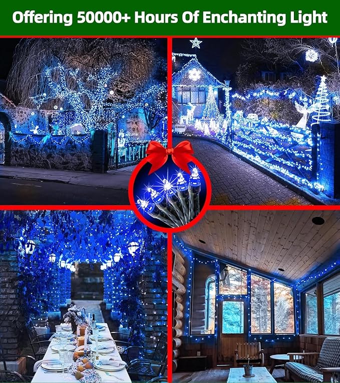 1500 LED 470FT Christmas Lights Outdoor,12 Lighting Modes Christmas String Lights with Timer, Dimmable Blue Cool White LED StringLights Waterproof for Yard Wedding Party Holiday Decor Blue&CoolWhite