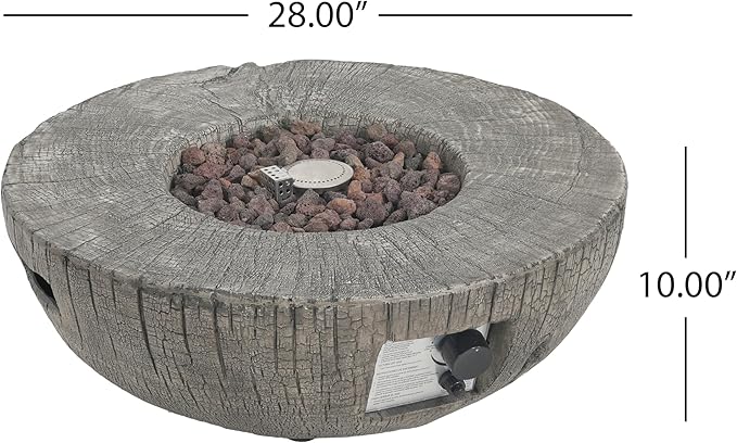 Propane Fire Pit Table, 28" MGO Firepits for Outside, Round Gas Fire Pit for Outside Patio, Propane Fire Table with Rocks and Weather Protection Cover, 30,000BTU