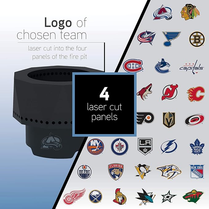 Blue Sky Outdoor Living NHL Edmonton Oilers Ridge Portable Steel Smokeless Fire Pit with Carrying Bag & Spark Screen Kit, Firewood & Wood Pellet