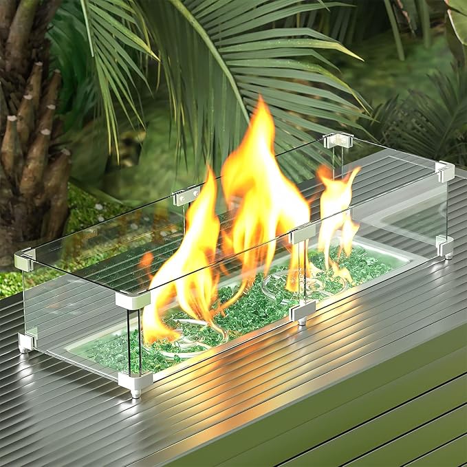 GRISUN Emerald Green Fire Glass for Fire Pit, 20 Pounds 1/2 Inch Tempered Glass Rocks for Natural or Propane Fireplace, Safe for Outdoors and Indoors Firepit Glass