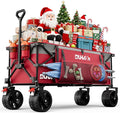 49" L Collapsible Extended Wagon with 500lbs Weight Capacity,300L Heavy Duty Sports Wagon,Big All-Terrian Wheels with Cup Holders,Cart for Sports,Grocery,Shopping,(Rosepink)