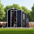 Outdoor Storage Shed 8x4 FT, Resin Shed with Floor & Window, Lockable Door, Vents, Outside Sheds & Garden Shed for Patio Furniture, Gardening Tools, Bike Accessories and Lawn Mower (Dark Gray, 4*8ft)