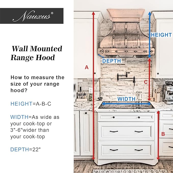 Custom Stainless Steel Range Hood, Handmade Kitchen Hood with Powerful Range Hood Insert, Classic Stove Vent Hood with Straps & Rivets, 30"W x 27"H Wall Mount, HSW30SC-302722BSS