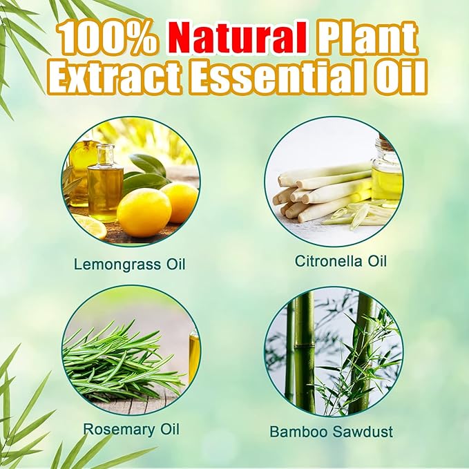 60 Pcs Natural Mosquito Repellent Outdoor Patio, Citronella Oil Mosquito Incense Sticks Plant-Based Bug Repellent for Patio Camping Fishing Backyard Travel Mosquito Control