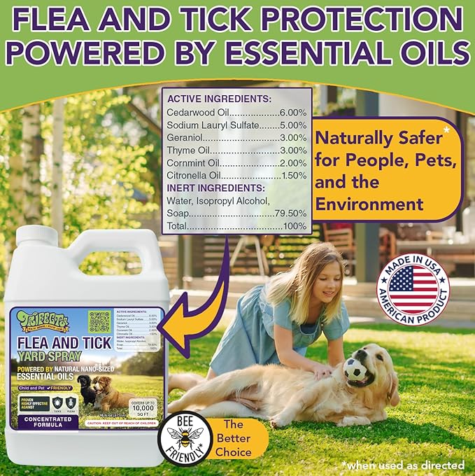 Trifecta Outdoor Flea & Tick Yard Spray Concentrate | All Natural Flea and Tick Spray for Yards with Essential Oils | Pet and Family Safe | Concentrated Formula For Hose-End Sprayers and Pumps (16 oz)